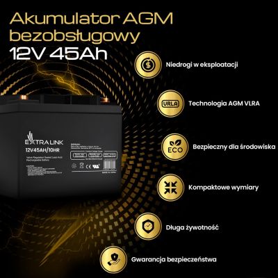 12. EXTRALINK BATTERIE BATTERIEAKKUMAT AGM 12V 45