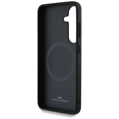 7. BMW Leder Halbstruktur MagSafe Hülle für Samsung Galaxy S25 - Schwarz