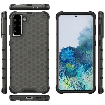 12. Honeycomb Handyhülle Schutzhülle mit TPU Rahmen für Samsung Galaxy S21+ 5G (S21 Plus 5G) schwarz
