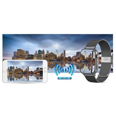 21. Smartwatch Gravity GT15-4 mit blauem Silikonarmband + Titanarmband