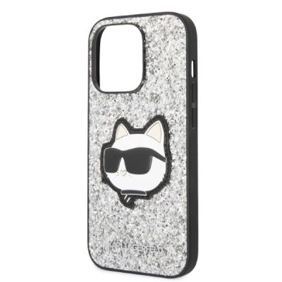 6. Karl Lagerfeld KLHCP14LG2CPS iPhone 14 Pro 6,1" Silber/Silber Hardcase Glitter Choupette Patch