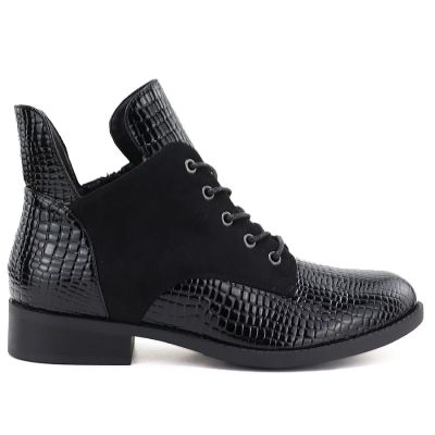 6. Damen-Ankle-Boots aus Lackleder, schwarz, Vinceza HX27-16524