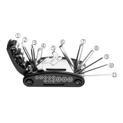 12. Wozinsky WMZ-01N Werkzeugset, 16-in-1 Fahrrad-Multitool, Pumpe, Schraubenschlüssel, Schlauchreparaturset – schwarz