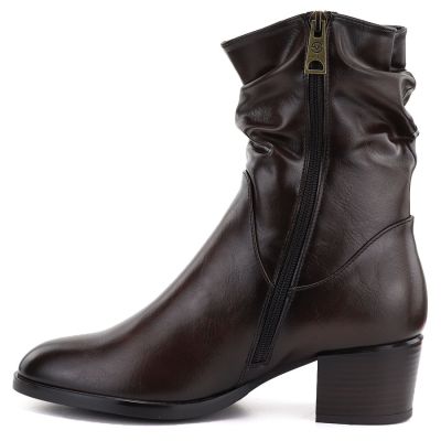 3. Damen-Ankle-Boots mit hohem Absatz und gerafftem Schaft, braun, Vinceza 58682