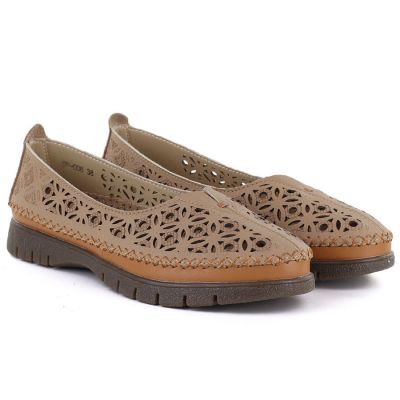 4. Damen-Lederschuhe mit durchbrochenem Muster, braun, Sergio Leone SP006