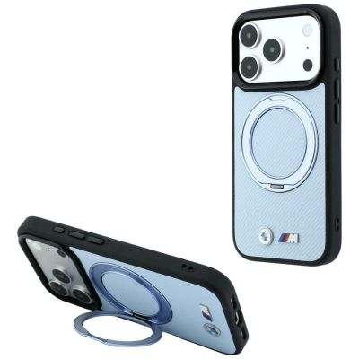 BMW Kevlar Ring Stand 360 MagSafe Hülle für iPhone 18 Pro Max / 17 Pro Max – Blau