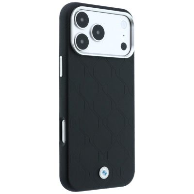 4. BMW MagSafe Hülle mit geprägtem, gestepptem Metalllogo für iPhone 18 Pro Max / 17 Pro Max – Schwarz
