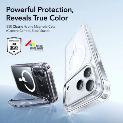 3. ESR Classic Hybrid Kickstand MagSafe Case für iPhone 17 Pro - Transparent