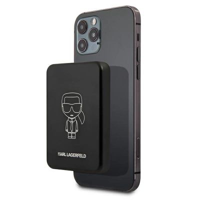 Karl Lagerfeld 3000mAh Induktive Powerbank mit MagSafe - Schwarz