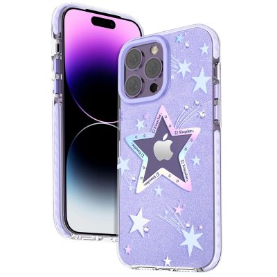 3. Kingxbar Heart Star Series Hülle für iPhone 14 Plus Lila Star Hülle