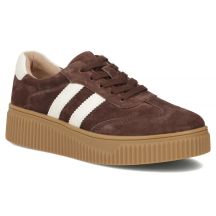 Damen-Plateauschuhe aus braunem Leder und Wildleder, Modell Filippo DP6776