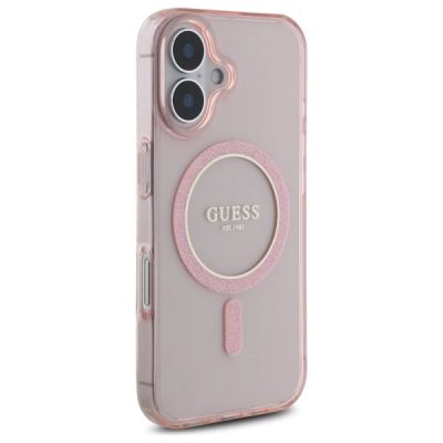 4. Guess GUHMP16SHFGEREP iPhone 16 6,1" rosa/rosa Hardcase IML Glitter Circle MagSafe