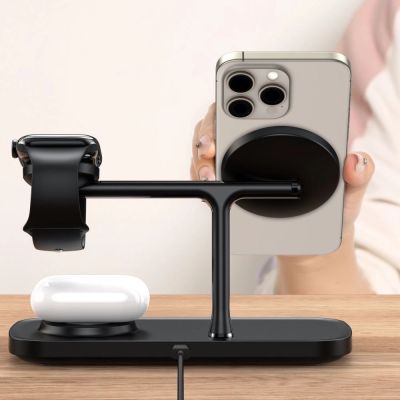 8. Tech-Protect QI15W-A45 3-in-1-Wireless-Ladegerät mit MagSafe für Apple -Geräte – Schwarz