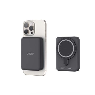 5. Tech-Protect LifeMag PB11 Powerbank mit MagSafe 10000 mAh 15 W USB-C-Anschluss – Schwarz + USB-C-Kabel
