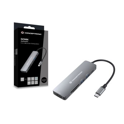 4. Conceptronic DONN11G Dockingstation, kabelgebunden, USB 3.2 Gen 1 (3.1 Gen 1), Typ-C, Grau