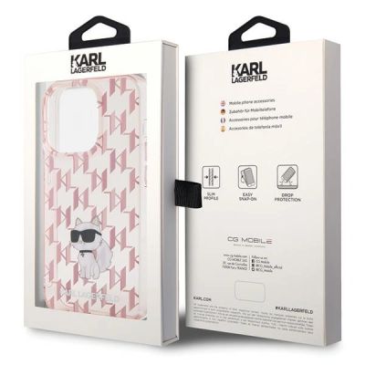 8. Karl Lagerfeld Monogram Choupette iPhone 15 Pro Hülle – Rosa