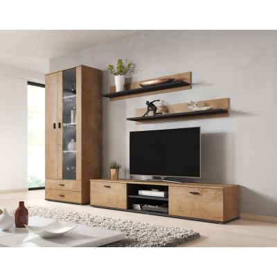 7. Regal 125 cm (2 Stück) SOHO Lefkas Eiche + Schwarz
