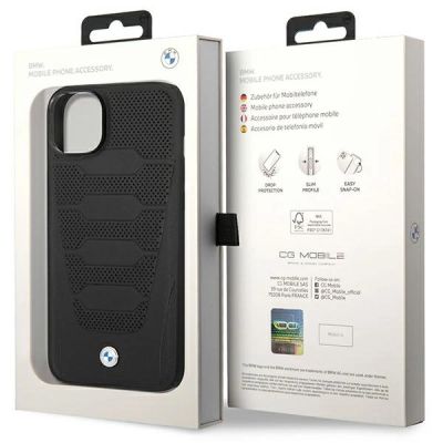 8. Hülle BMW BMHCP14S22RPSK iPhone 14 6.1" schwarz/schwarz Ledersitze Muster