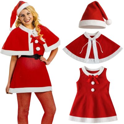 Frau-Weihnachtsmann-Kostüm mit Umhang