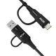 3. Wozinsky WNBAA 4in1 Kabel 2x USB-C 1x USB-A 1x Lightning 60W 1 m - Schwarz