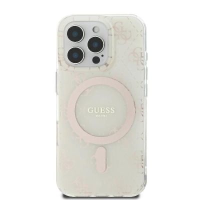 3. Guess IML 4G Background MagSafe-Hülle für iPhone 16 Pro – weiß