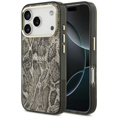 Guess Python Pattern MagSafe Hülle für iPhone 17 Pro / 18 Pro – Braun