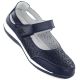 Damen-Lederschuhe mit durchbrochenem Muster und Klettverschluss, marineblau, Jezzi 9763