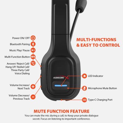 21. AUDIOCORE Bluetooth-Headset für Callcenter AC864