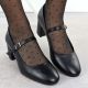 8. Schwarze Sergio Leone PB176 Pumps mit niedrigem Absatz und Riemen