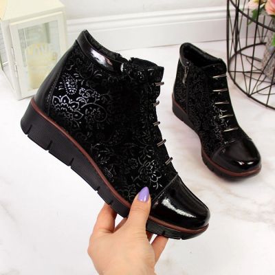 17. Damen-Lederboots mit Warmfutter und Print, schwarz, Filippo