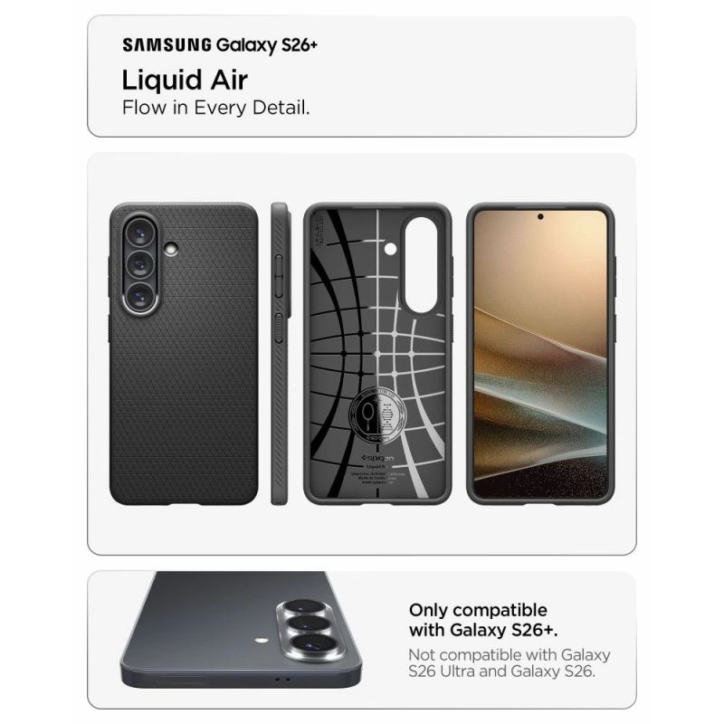 6. Spigen Liquid Air Hülle für Samsung Galaxy S26+ - Matt Schwarz