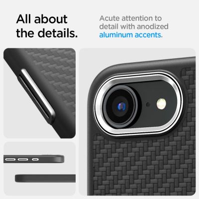 14. Spigen Enzo Aramid MagSafe Hülle für iPhone 16e / 17e - Schwarz