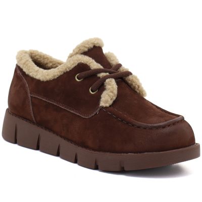 Braune Lederschuhe mit Lammfellfutter, Vinceza FIO27-67022