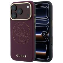 Guess Perforierte 4G Gold Logo Magsafe Hülle für iPhone 18 Pro / 17 Pro - Burgunderrot