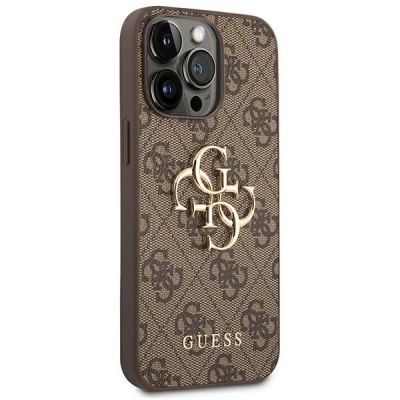 4. Guess 4G Big Metal Logo Case für iPhone 14 Pro - Braun