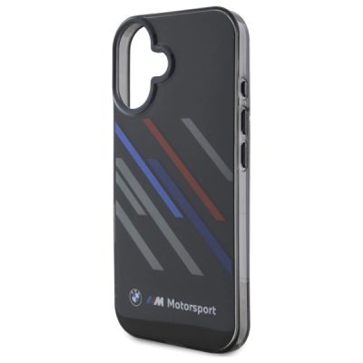 6. BMW Motosport IML Random Stripes Hülle für iPhone 16 – Schwarz