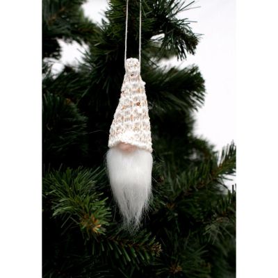 15. Dekorativer Anhänger Weihnachtsmann, 11 cm, weiße Pailletten