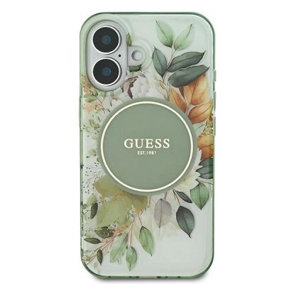 3. Guess IML Flower & Tonal Circle MagSafe Hülle für iPhone 16 – Grün