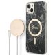Set Guess GUBPP14SHMEACSK Case+ Charger iPhone 14 6.1" schwarz/schwarz Hartschalenetui Marble MagSafe