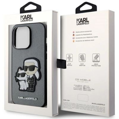 8. Karl Lagerfeld Saffiano Karl & Choupette Hülle für iPhone 14 Pro 6 - Silber
