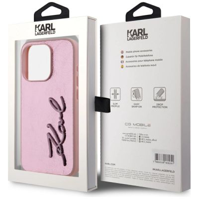 8. Karl Lagerfeld Wrinkled Metal Signature iPhone 15 Pro Max Hülle - Rosa