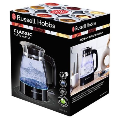 6. Russell Hobbs 26080-70 Wasserkocher 1,7 l 2400 W Schwarz, Transparent