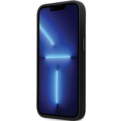 5. Karl Lagerfeld KLHCP13LSMHKNPK Hülle für iPhone 13 Pro / 13 – schwarz Silikon Ikonik Metall Pin