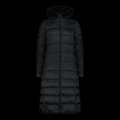 4. CMP Damen Langer Wintermantel Isolationsjacke mit Kapuze Schwarz (34K0046F/U901)