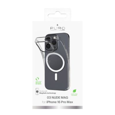 3. Puro 03 Mag MagSafe Silikonhülle für iPhone 16 Pro Max – transparent