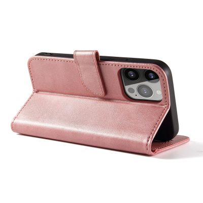 4. Magnet Case booktype case schutzhülle aufklappbare hülle für iPhone 13 Pro rosa