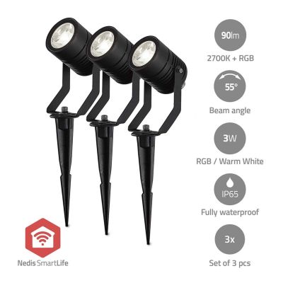 5. Nedis ZBLOS10RGBW3 Smartlife RGB Zigbee 3.0 3W 3er-Pack Außenleuchte