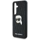 6. Karl Lagerfeld Leder Monogram Pin Logo Karl Head Samsung Galaxy S25 Hülle schwarz