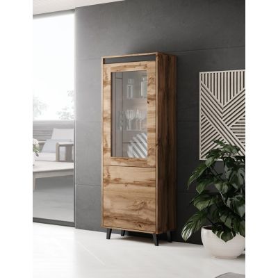 3. NORD Vitrine 60x38x182,5 Eiche Wotan/Anthrazit