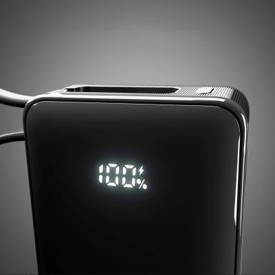 8. Powerbank SBS 10000 mAh 20W mit integriertem USB-C-Kabel und Digitalanzeige - schwarz
